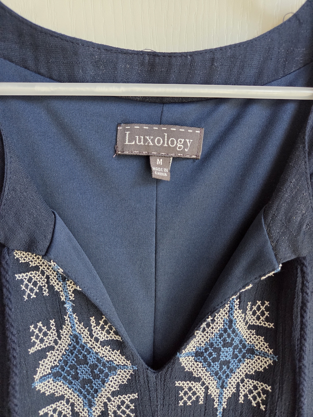 Luxology Navy Dress With Embroidery